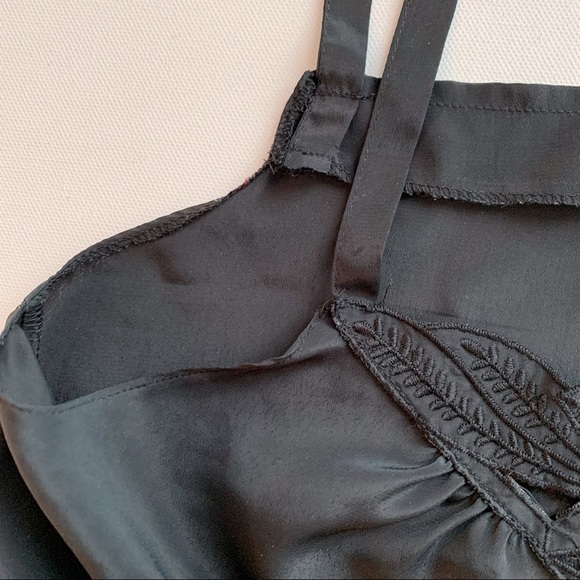 Chagall Black Camisole Sz 10 Floral Lace Trim - Picture 7 of 14